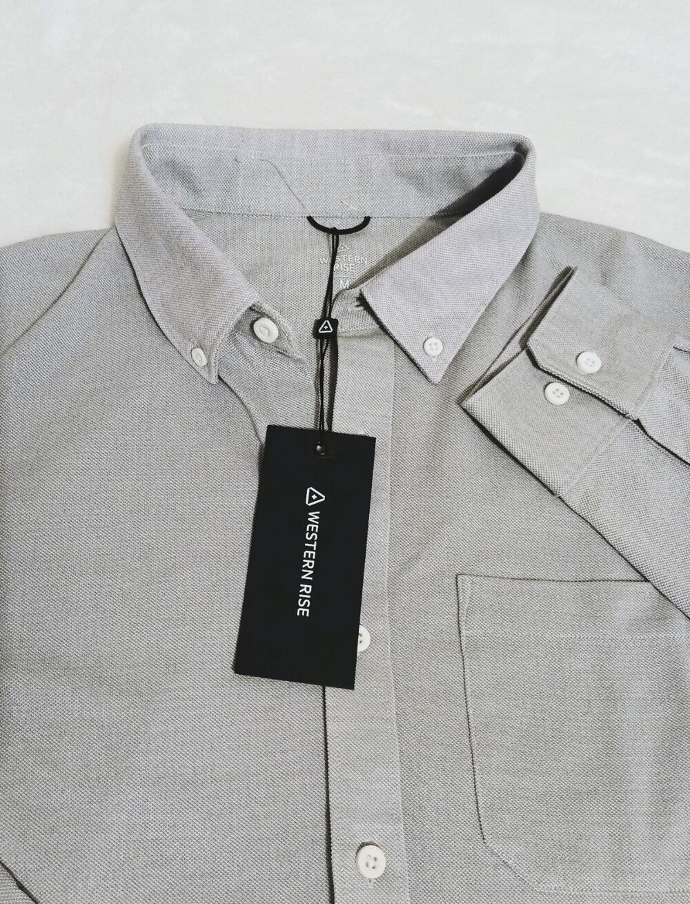 NWT Western Rise Limitless Merino Wool Shirt Mens M Mediim Smoke Button Front